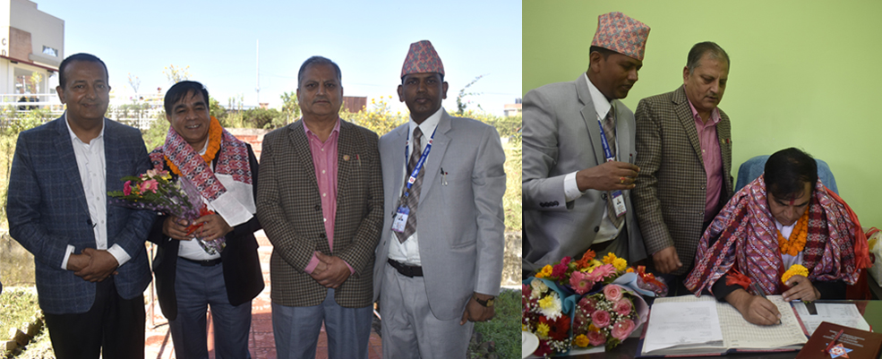 In the Dean's Office, former Dean Prof. Dr. Krishna Prasad Bashyal, Assistant Deans Kesharmani Aryal and Dr. Newal Chaudhary, as well as faculties and Admin Staffs welcome Prof. Dr. D.N. Parajuli to his new appointment as DEAN of the Faculty of Law.